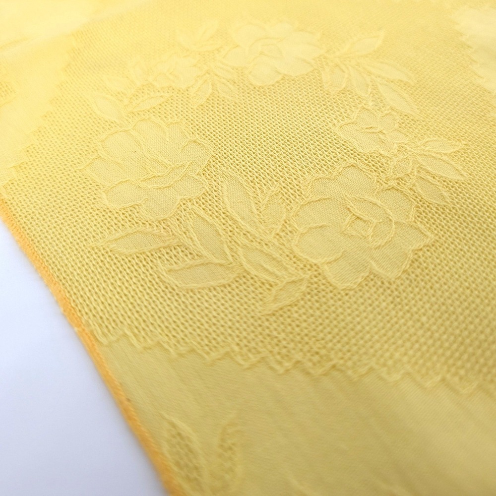 Vintage Yellow Floral Damask Napkins Set of 6 Woven Rose Wreath 16x16